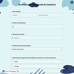 Formulaire de Commande de Sandwich