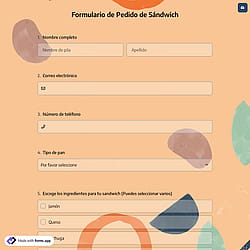 Formulario de Pedido de Sándwich
