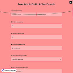 Formulário de Pedido de Vale-Presente