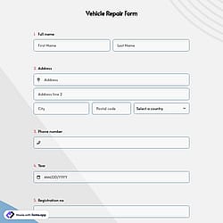 Vehicle Repair Form