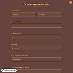 Fahrzeugreparaturformular