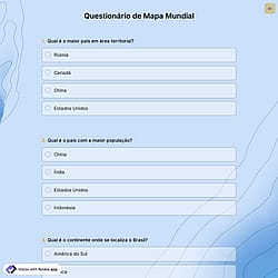 Questionário de Mapa Mundial
