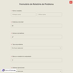 Formulário de Relatório de Problema