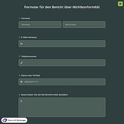 Formular für Nichtkonformitätsbericht