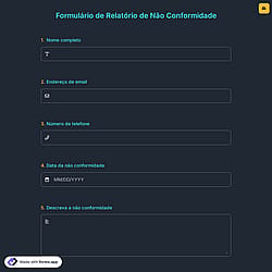 Formulário de Relatório de Não Conformidade