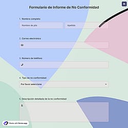 Formulario de informe de no conformidad