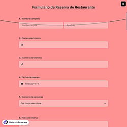 Formulario de Reserva de Restaurante