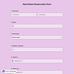 Hotel Room Reservation Form