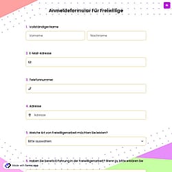 Anmeldeformular Für Freiwillige