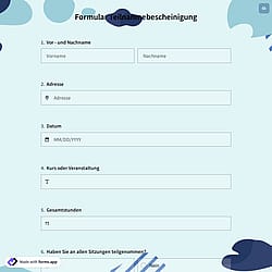 Formular Teilnahmebescheinigung