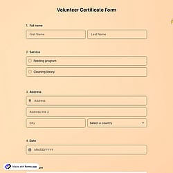 Volunteer Certificate Form