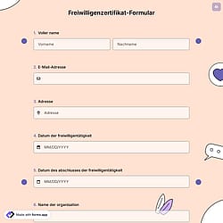 Freiwilligenzertifikat-Formular