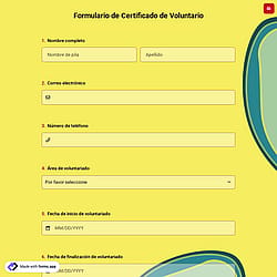 Formulario de Certificado de Voluntario