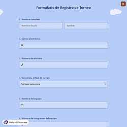 Formulario de registro para torneos