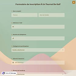 Formulaire d'inscription au tournoi de golf