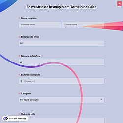 Formulário de Inscrição para Torneio de Golfe