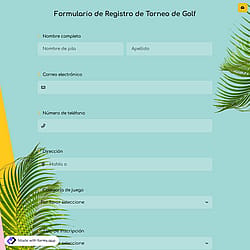 Formulario de registro para torneo de golf