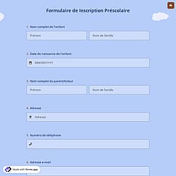 Formulaire de Inscription Préscolaire