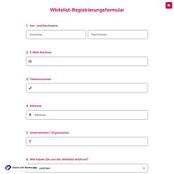 Whitelist-Registrierungsformular