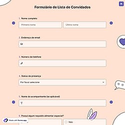 Formulário de Lista de Convidados