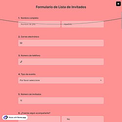 Formulario de lista de invitados