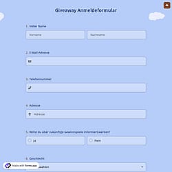 Gewinnspiel-Anmeldeformular