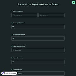 Formulário de Registro em Lista de Espera