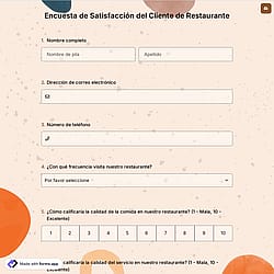 Encuesta de Satisfacción del Cliente de Restaurante