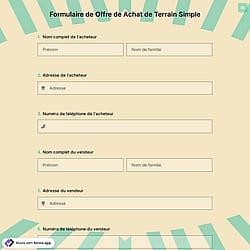 Formulaire de Offre de Achat de Terrain Simple