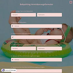 Formular für Babysitting Vereinbarungsformular