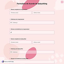 Formulário de Acordo de Babysitting