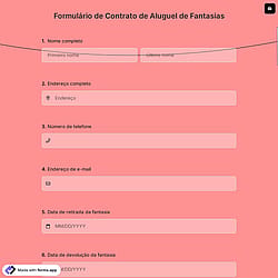Formulário de Contrato de Aluguel de Fantasias