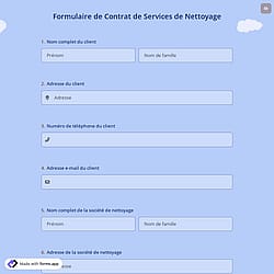 Formulaire de Contrat de Services de Nettoyage