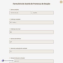 Formulário de Acordo de Promessa de Doação