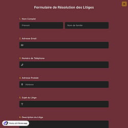 Formulaire de Résolution des Litiges