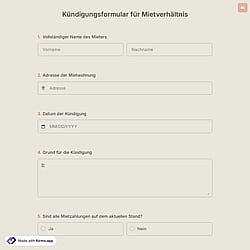 Kündigungsformular für Mietverhältnis