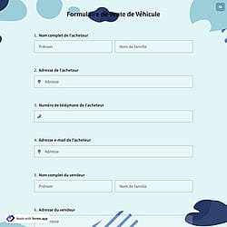 Formulaire de Vente de Véhicule