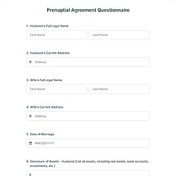 Prenuptial Agreement Questionnaire