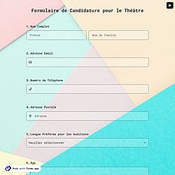 Formulaire de Candidature pour le Théâtre