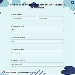 Formulário de Inscrição para Engenharia de Manutenção de Aeronaves
