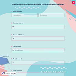 Formulário de Candidatura para Identificação de Animais