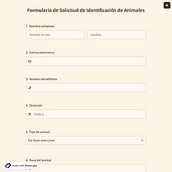 Formulario de Solicitud de Identificación de Animales