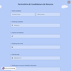 Formulário de Candidatura de Recurso
