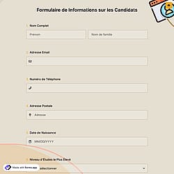 Formulaire de Informations sur les Candidats