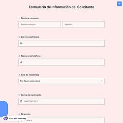Formulario de Información del Solicitante