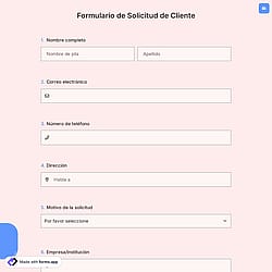 Formulario de solicitud de cliente