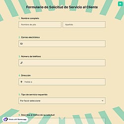 Formulario de Solicitud de Servicio al Cliente