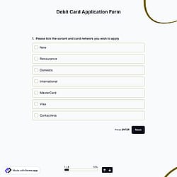 Debit Card Application Form