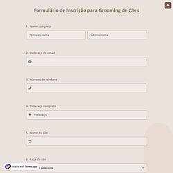 Formulário de Inscrição para Grooming de Cães