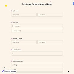 Emotional Support Animal Form